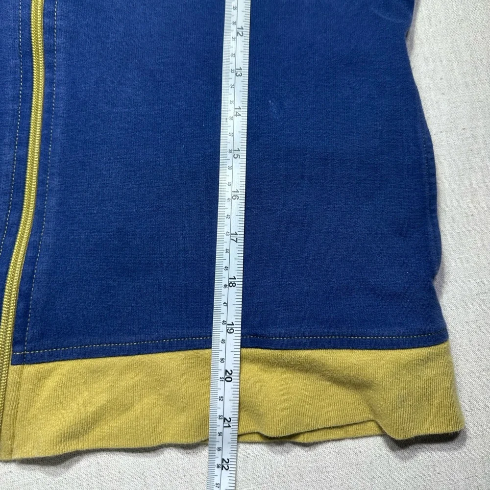 Willi Smith Vintage 90s Navy Hoodie with Yellow Trim women’s Medium #y2k - Picture 4 of 5